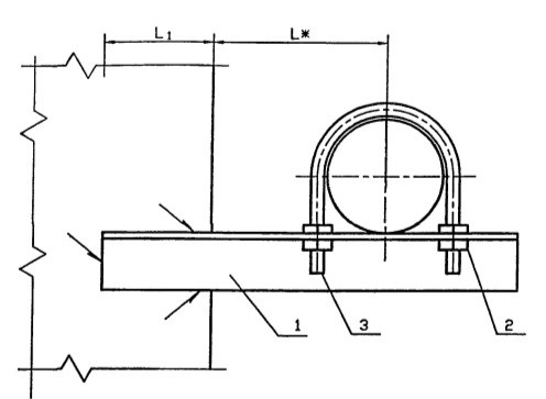 Крепление газопровода УКГ 7.00-03 (уголок 63х63х5) серия 5.905-18.05(Ду100) 2225